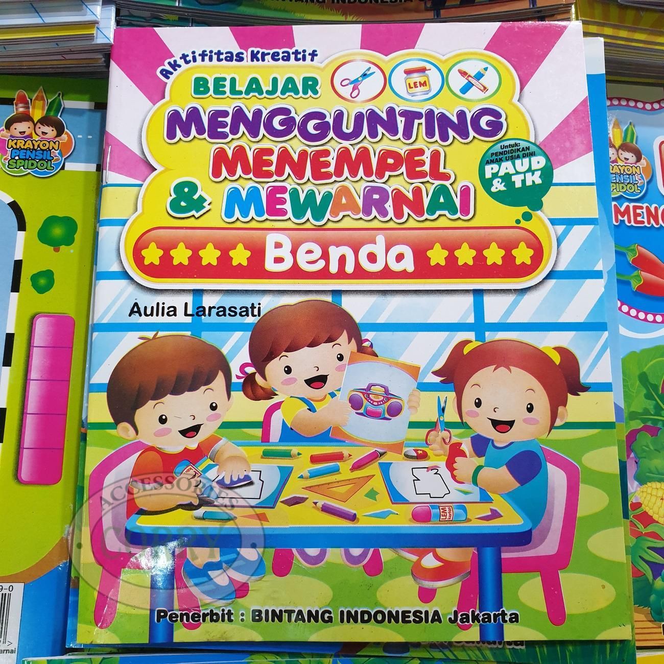 Buku Belajar Anak Menggunting Tempel Mewarnai Benda Barang PAUD TK Gambar Murah - Main view