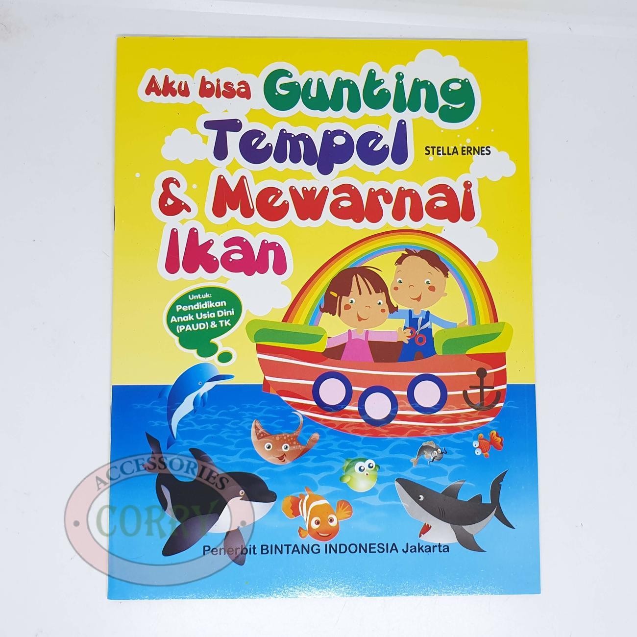 Buku Anak Belajar Gunting Tempel Mewarnai Gambar Ikan PAUD TK Edukasi Murah - Main view