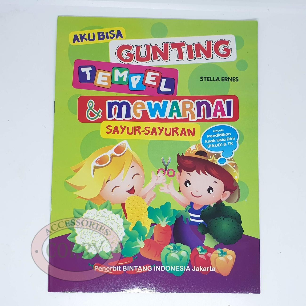 Buku Anak Belajar Gunting Tempel Mewarnai Gambar Sayur Sayuran PAUD TK Edukasi Murah - Main view