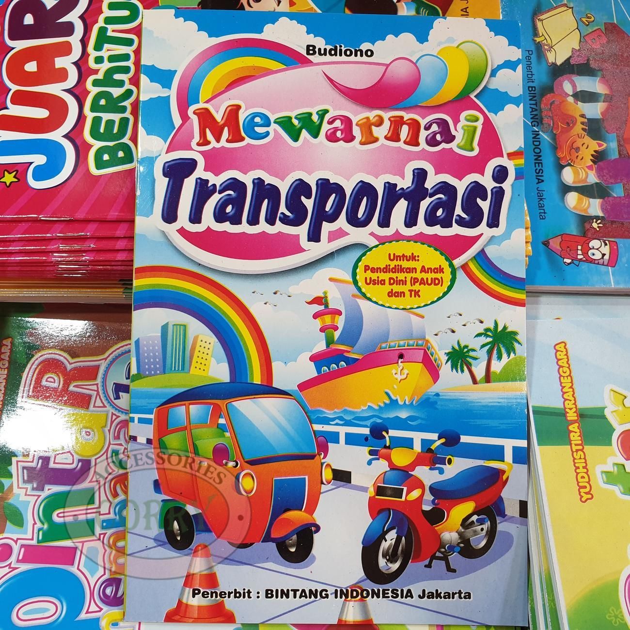 Buku Belajar Anak Mewarnai Transportasi Mobil PAUD Dan TK Color Book Murah - Main view