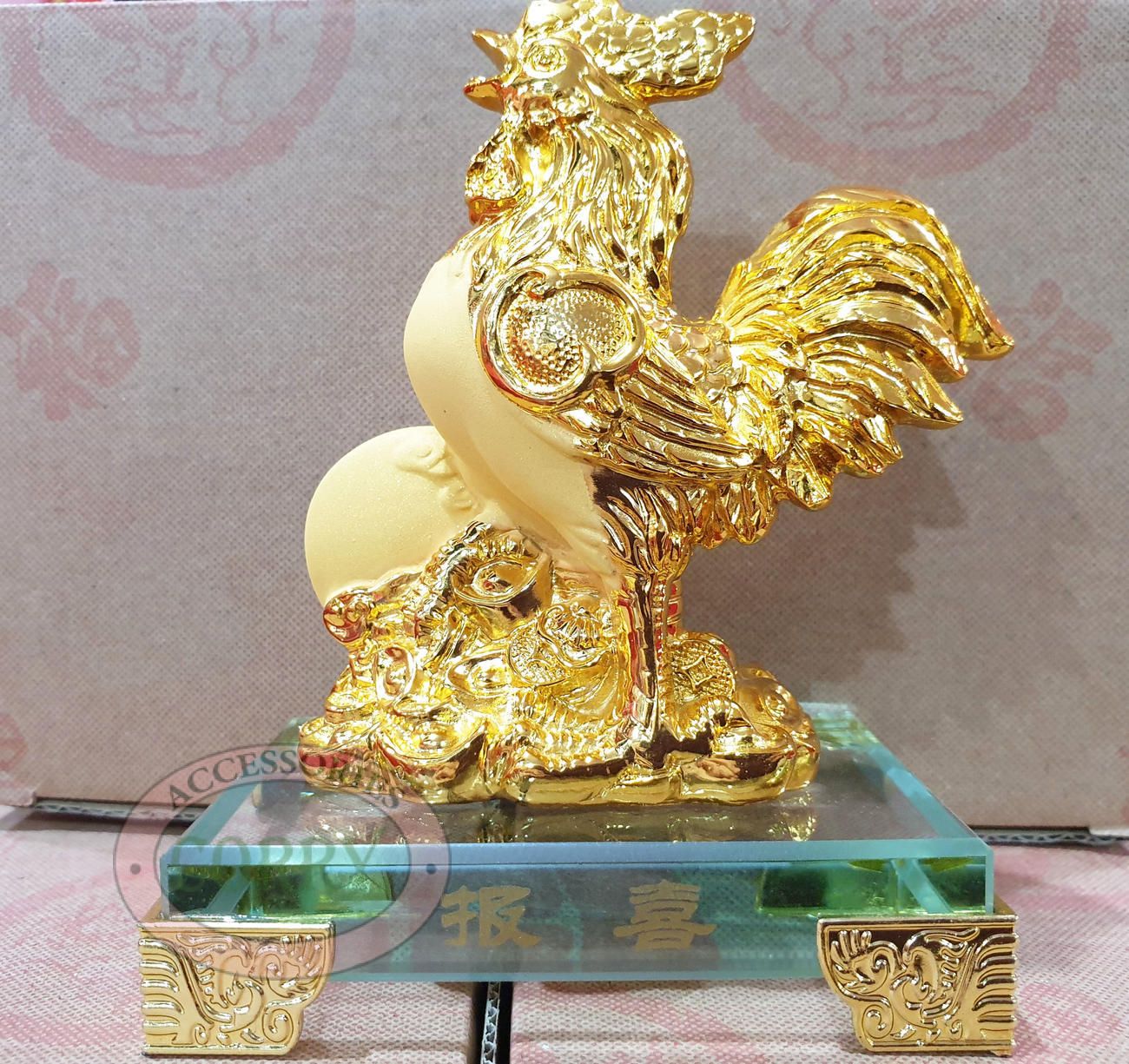 Patung Emas Gold Shio Ayam 12 Cm Doff Imlek Kayu Resin Rejeki Hoki - Main view