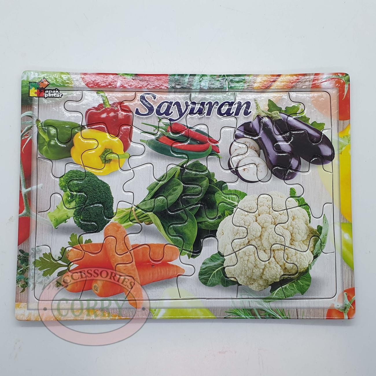 Mainan Anak Susun Puzzle Karton 18 X 25 Cm Sayur Sayuran Edukasi Murah Jigsaw - Main view