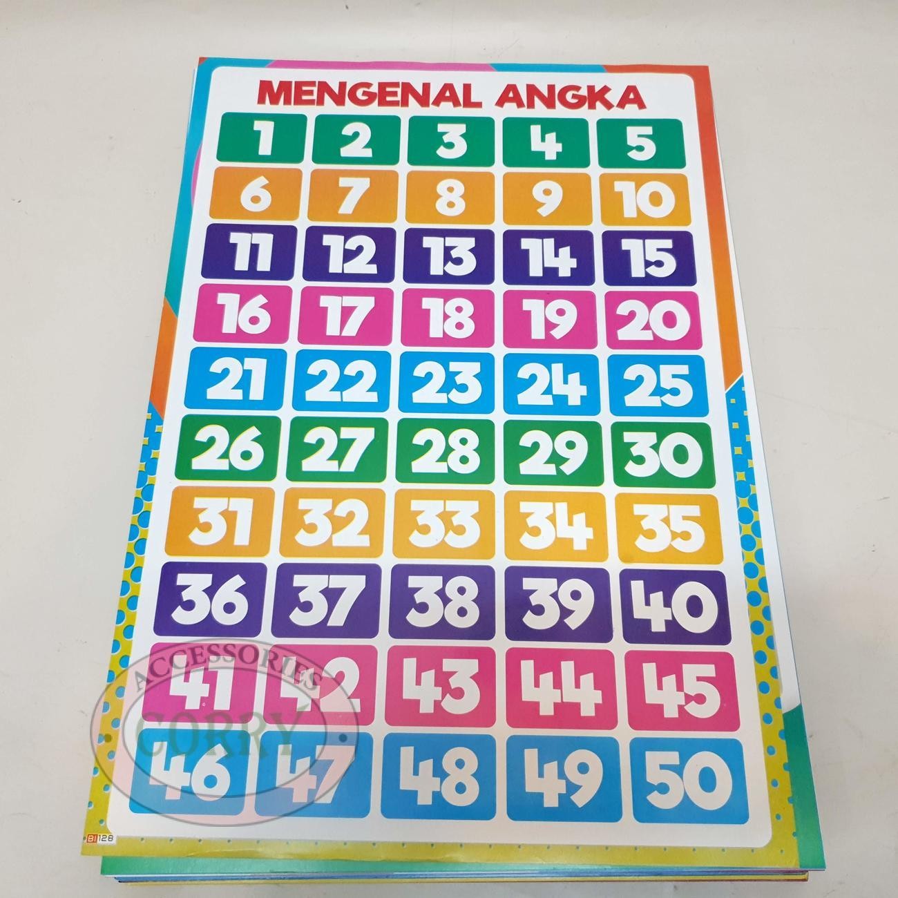 Karton Gambar Edukasi Anak Mengenal Angka 1 - 50 34 X 49 Cm Dinding Tembok Murah - Main view