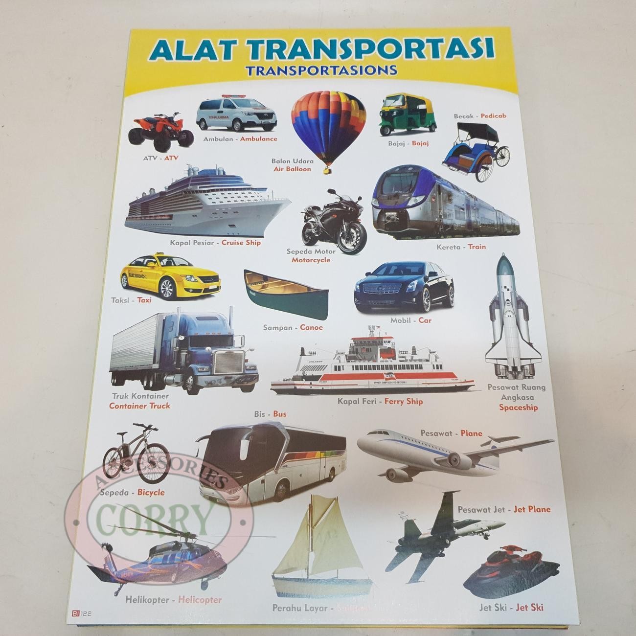 Karton Gambar Edukasi Anak Gambar Alat Transportasi 34 X 49 Cm Dinding Tembok Murah - Main view