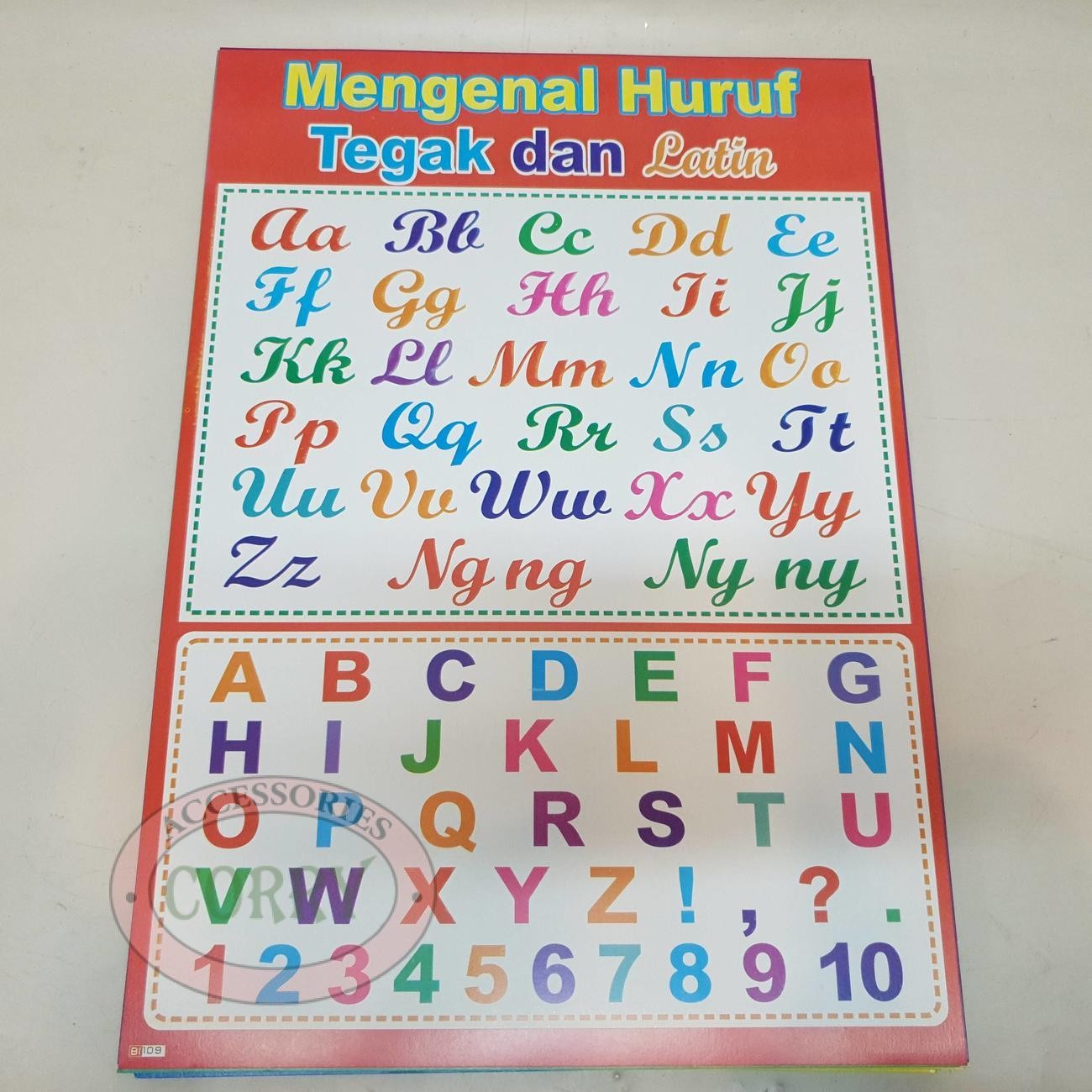 Karton Gambar Edukasi Anak Belajar Huruf Abjad Tegak Sambung 34 X 49 Cm Dinding Tembok Murah - Main view