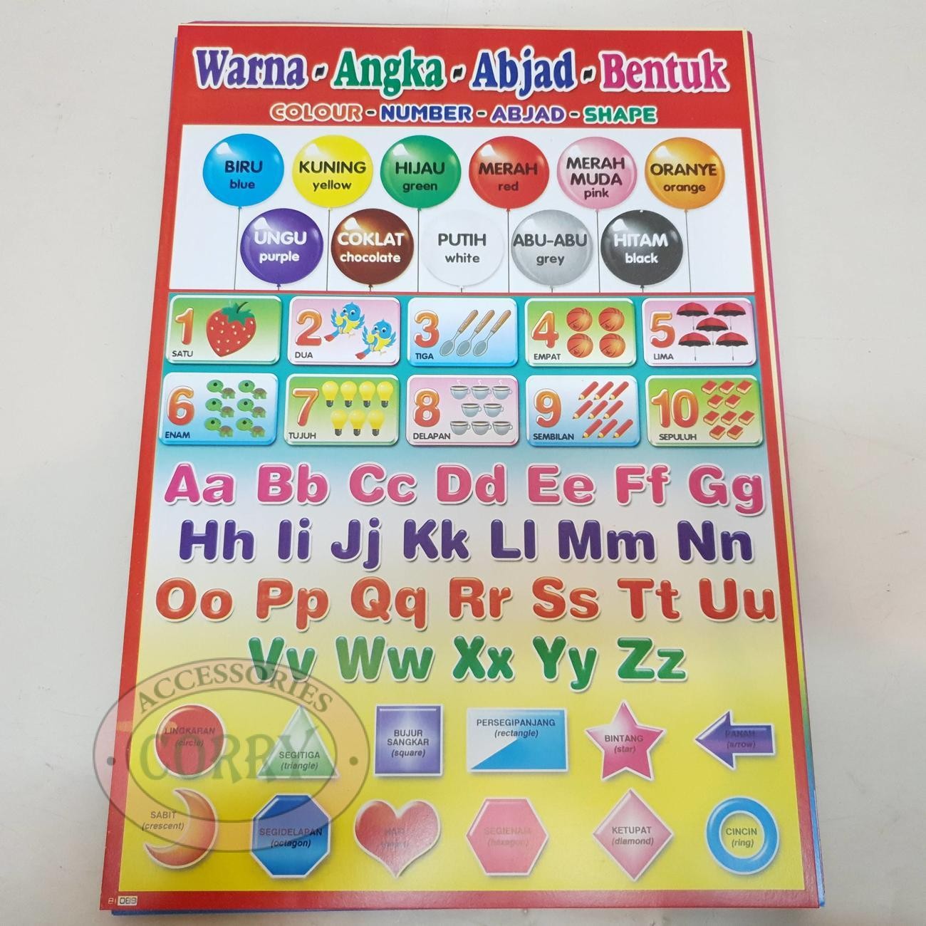 Karton Gambar Edukasi Anak Angka Abjad Bentuk 34 X 49 Cm Dinding Tembok Murah - Main view