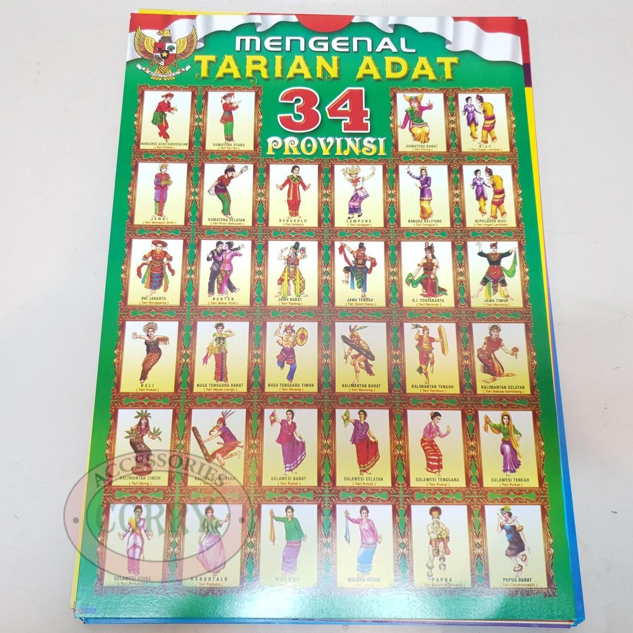 Karton Gambar Edukasi Anak Gambar Tarian Adat 34 X 49 Cm Dinding Tembok Murah - Main view