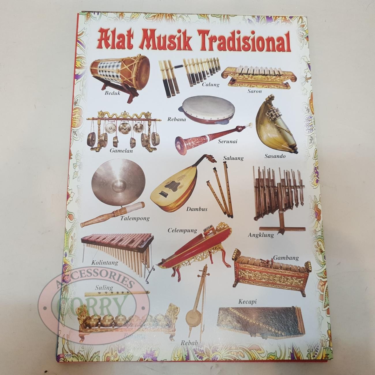 Karton Gambar Edukasi Anak Gambar Alat Musik Tradisional 34 X 49 Cm Dinding Tembok Murah - Main view
