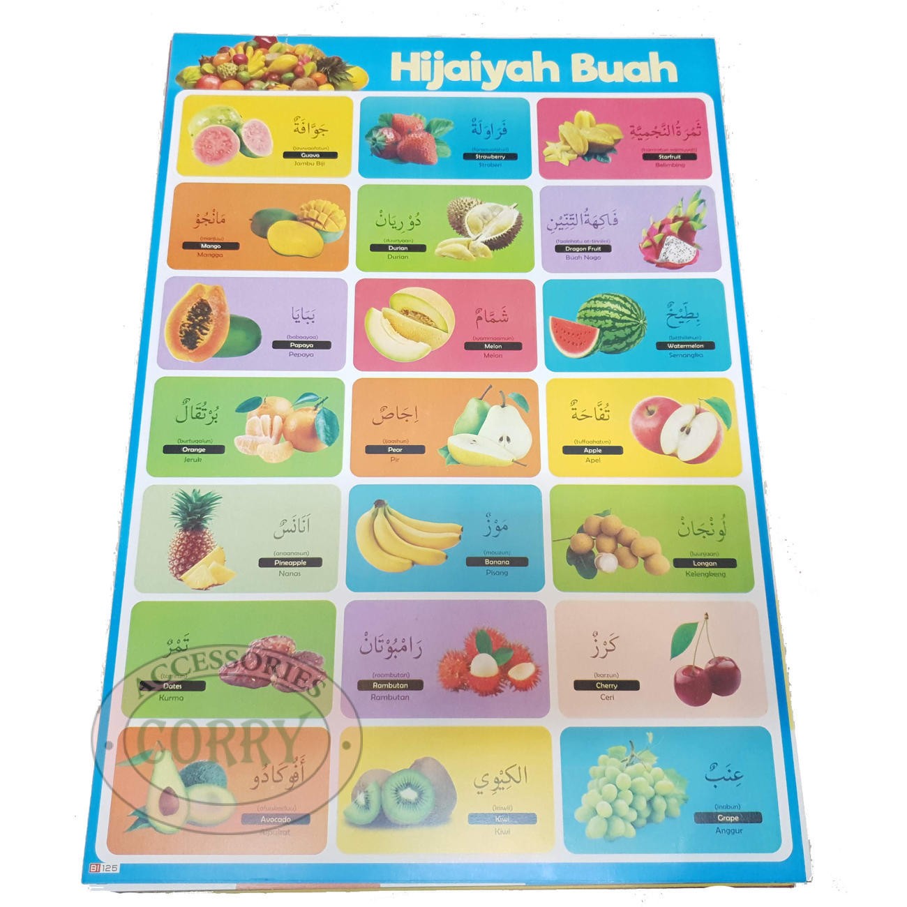 Karton Gambar Edukasi Anak Gambar Buah Hijaiyah Arab Islam 34 X 49 Cm Dinding Tembok Murah - Main view