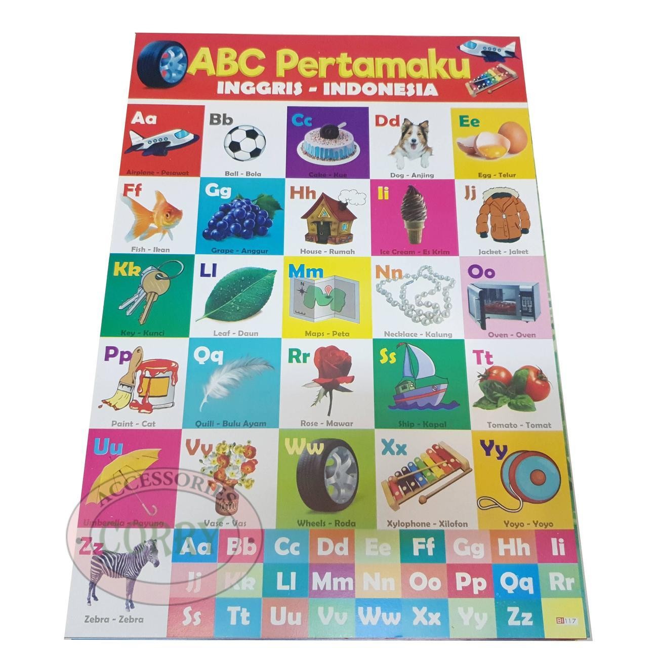 Karton Gambar Edukasi Anak ABC Huruf Abjad Gambar 34 X 49 Cm Dinding Tembok Murah - Main view