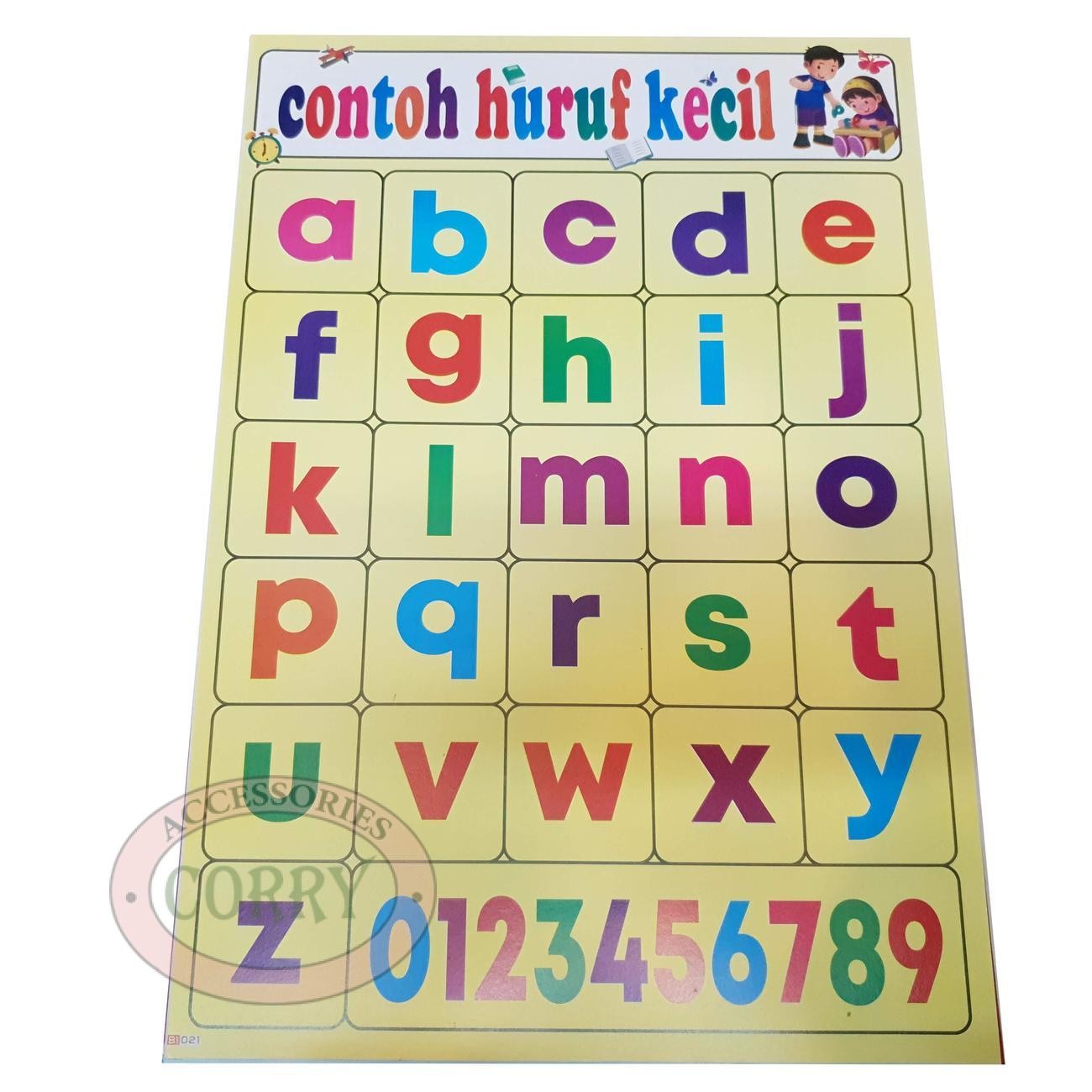 Karton Gambar Edukasi Anak Huruf Abjad Kecil Angka 34 X 49 Cm Dinding Tembok Murah - Main view