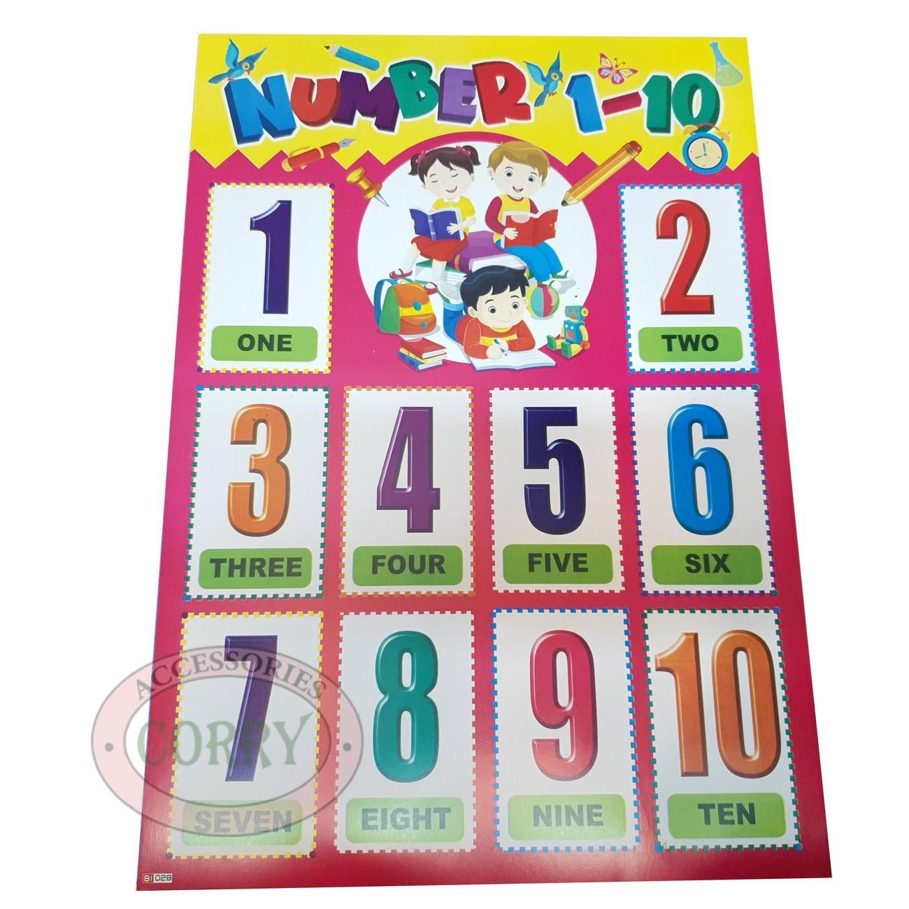 Karton Gambar Edukasi Anak Angka 10 34 X 49 Cm Dinding Tembok Murah - Main view