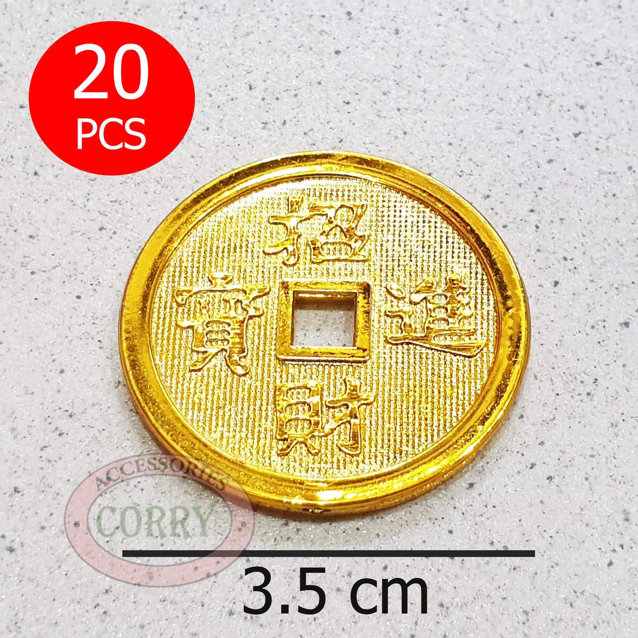Koin Emas Hiasan Imlek 3.5 Cm Isi 20 Uang Gold Sincia Fu Rejeki Keberuntungan - Main view