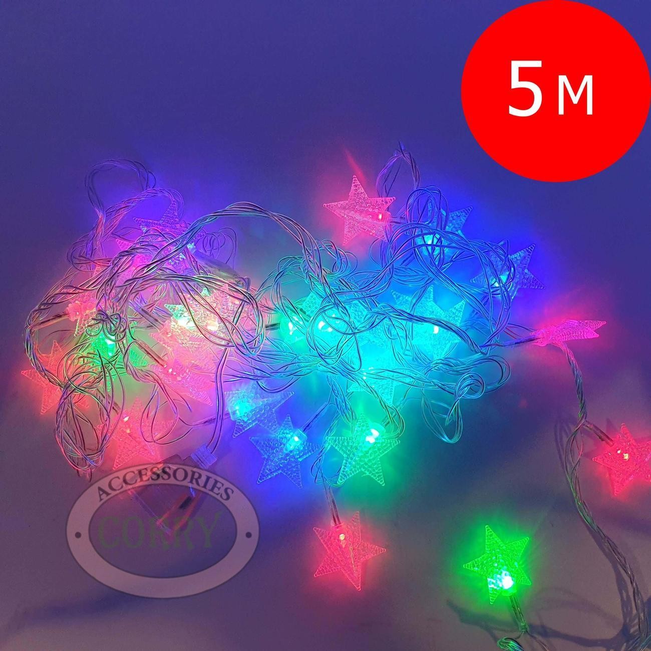 Lampu Pohon Natal 5 Meter Kedap Kedip Bintang Star Merah Kuning Biru Hijau - Main view