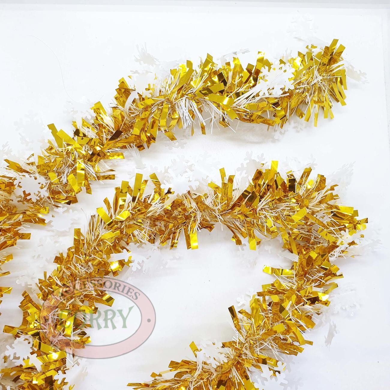 Slinger Pohon Natal Hiasan Tinsel 2 Meter Snow Emas Silver Gold - Main view