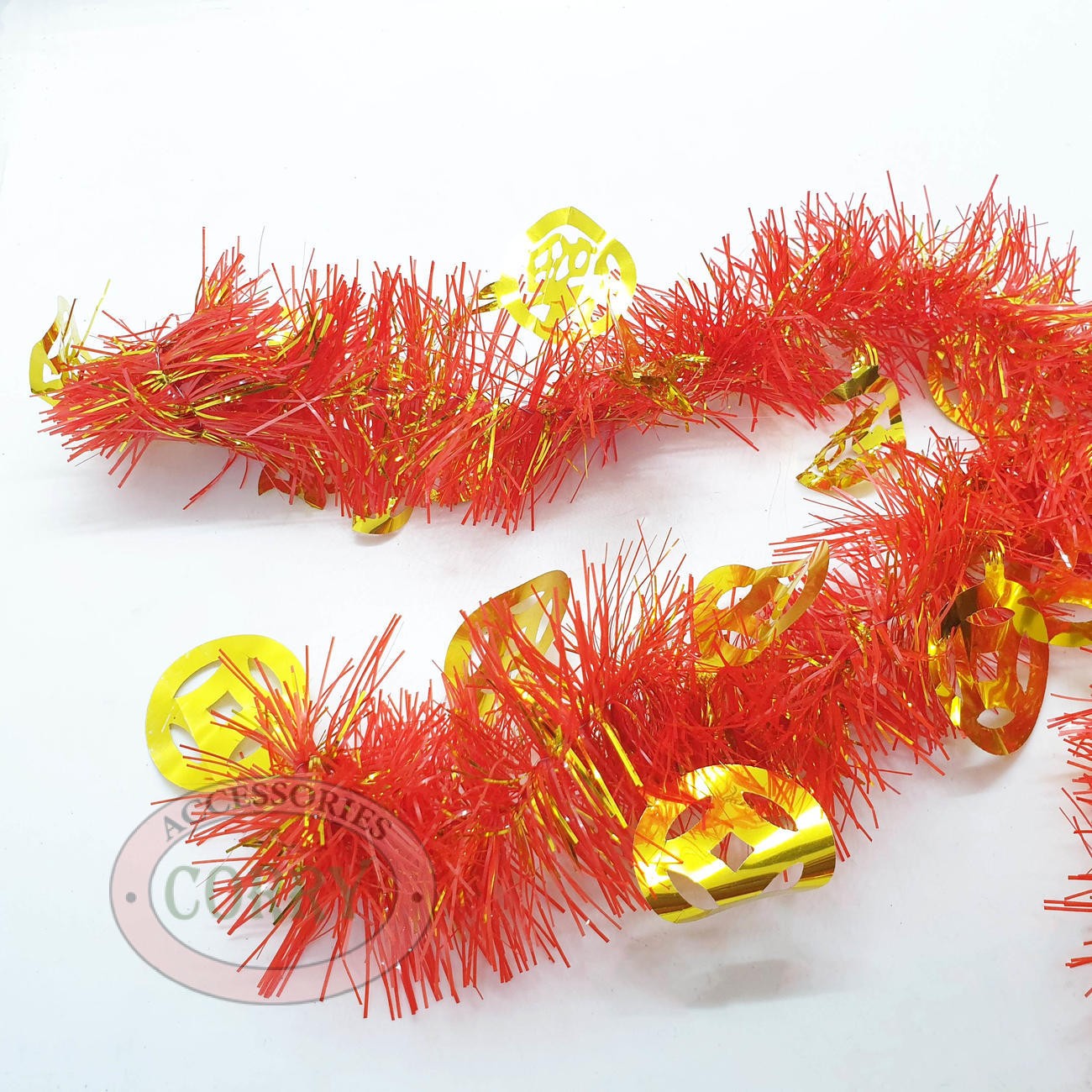 Slinger Imlek Merah Emas Fu 2 Meter Sincia Tinsel Hampers Kue Parcel - Main view