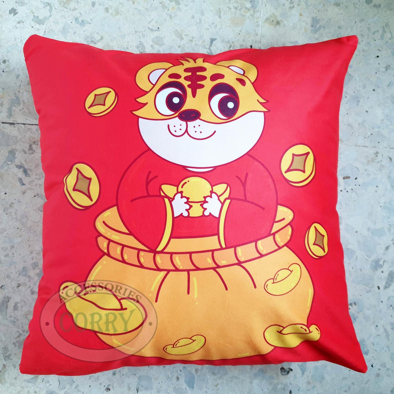 Sarung Bantal Sio Macan Harimau Merah Imlek 43 Cm Shio Sincia Sofa - Main view