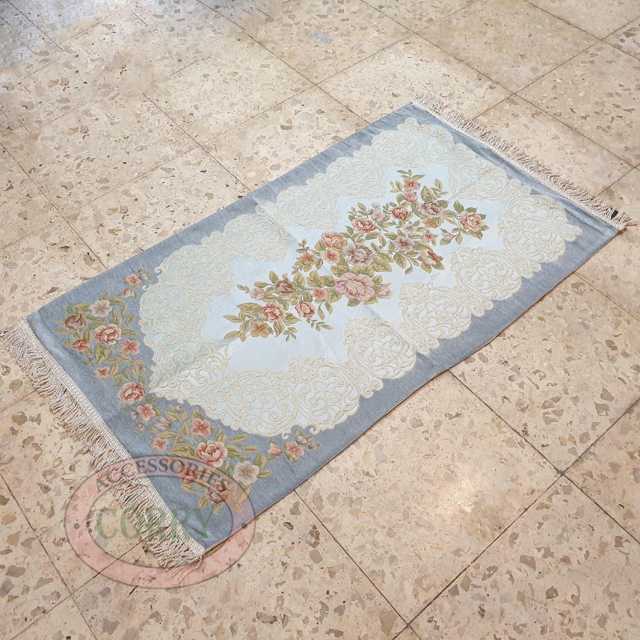 Sajadah Turki Bunga Pink Krem 120 X 70 Cm Tebal Lapis Bordir Premium Rug Pray Turky - Main view