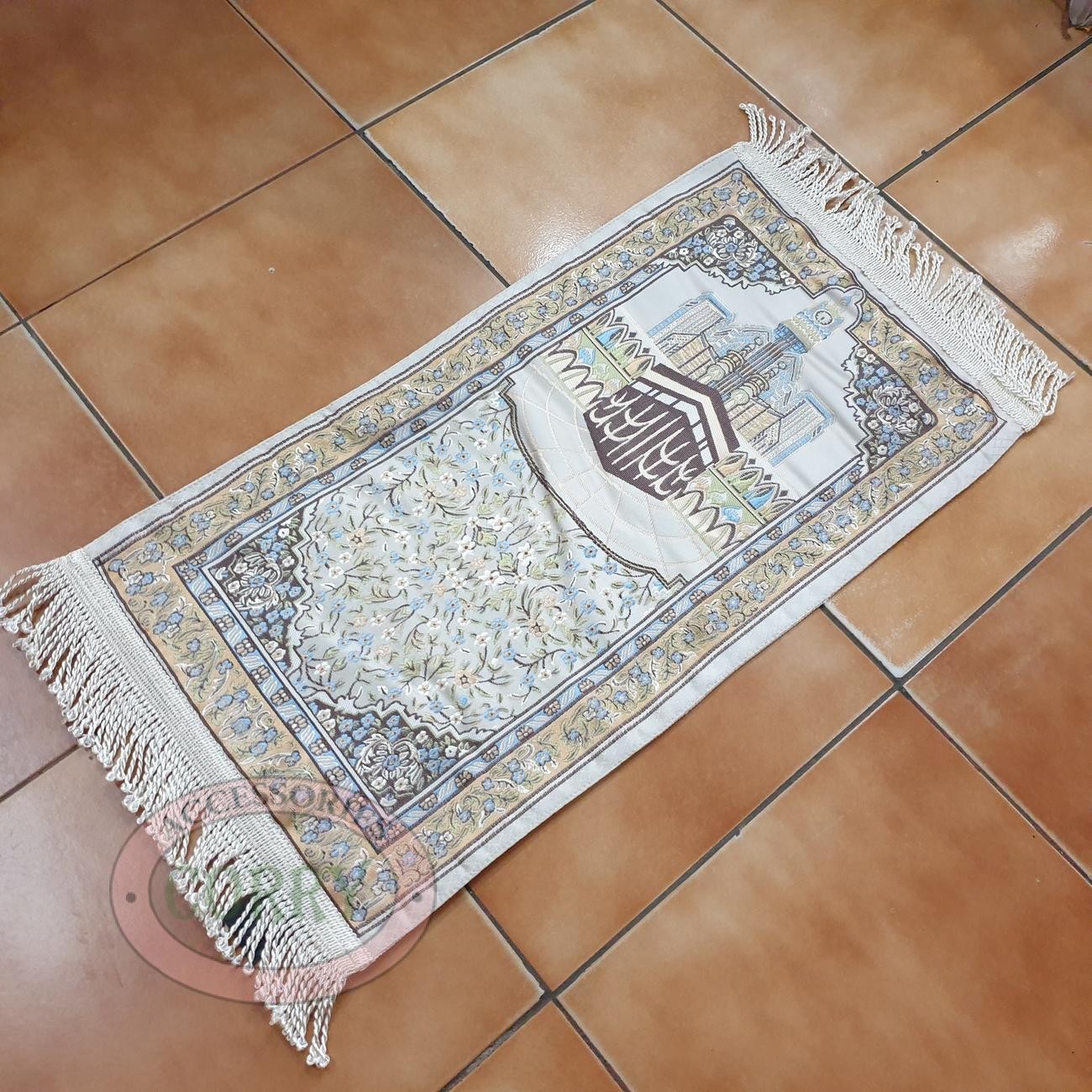 Sajadah Kepala Turki Kabah Kuning Krem 35 X 60 Cm Putih Premium Tebal Lapis - Main view