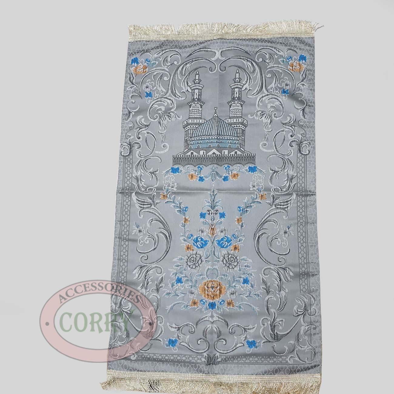 Sajadah Mesjid Bunga Batik Hitam Biru Abu - Abu 120x70 Cm Sholat Premium Turki - Main view