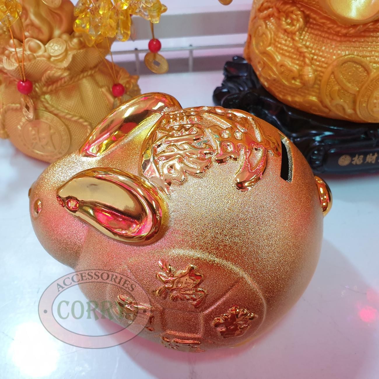 Celengan Sio Kelinci Emas Gold Imlek Fu 14 Cm Keramik Ceramic Shio - Main view