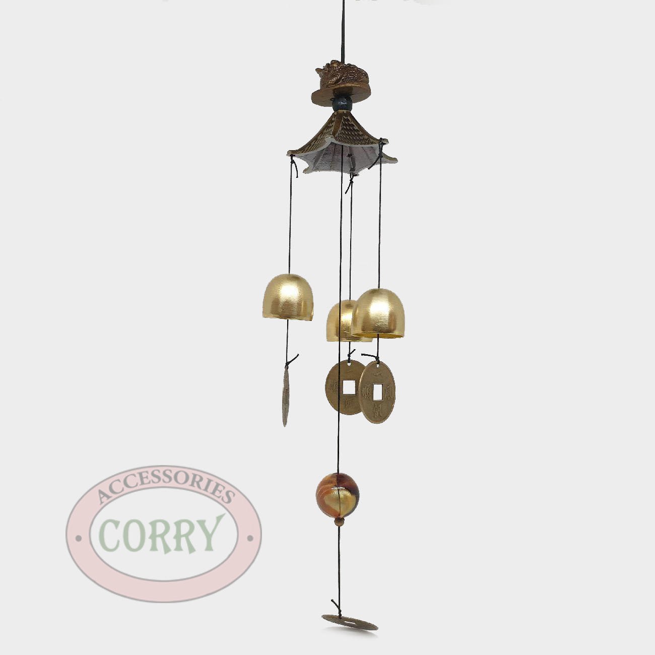 Fungling / Fung Ling / Windchimes Gantungan Angin Bunyi 40 Cm Logam Tembaga  Imlek Kodok Koin Kuno - Main view