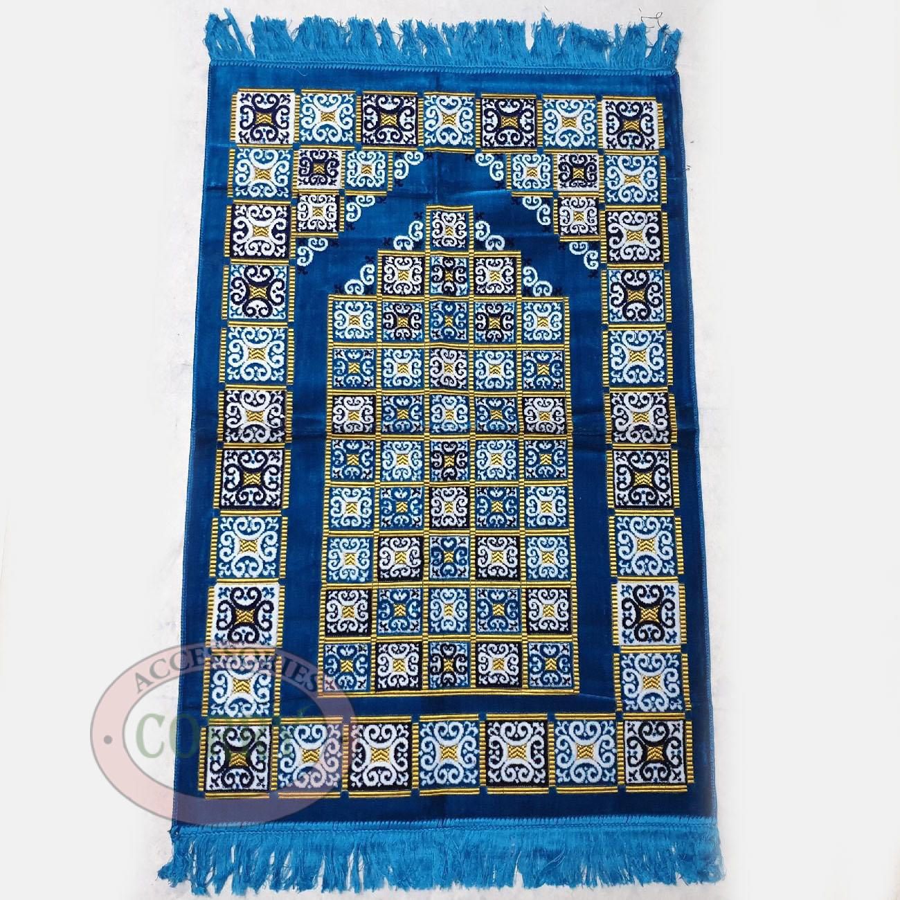 Sajadah Bludru Turki Biru Tosca Gerbang Kotak 120 X 70 Cm Sholat - Main view