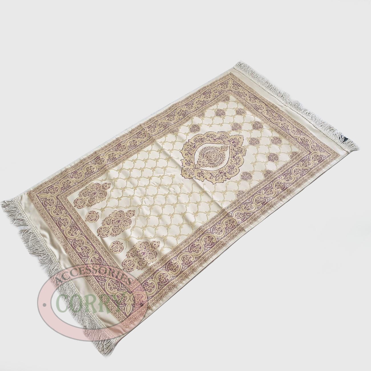 Sajadah Turki Premium Bunga Ungu Emas Batik 120 X 70 Cm Tebal Lapis Bordir Rug Pray Turky - Main view
