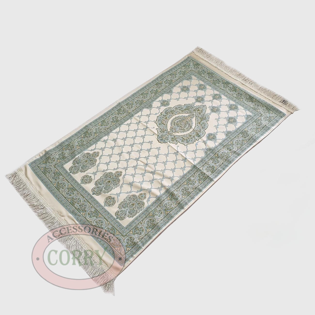Sajadah Turki Premium Bunga Biru Hijau Batik 120 X 70 Cm Tebal Lapis Bordir Rug Pray Turky - Main view