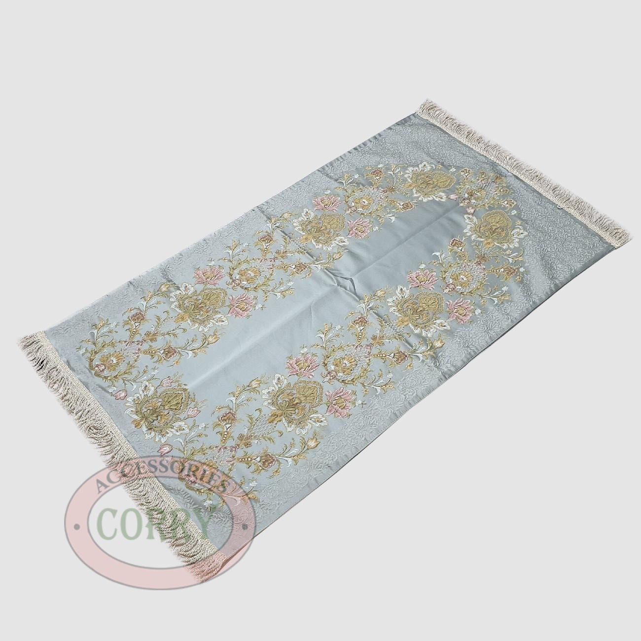 Sajadah Turki Premium Biru Bunga Daun Ranting 120 X 70 Cm Tebal Lapis Bordir Rug Pray Turky - Main view