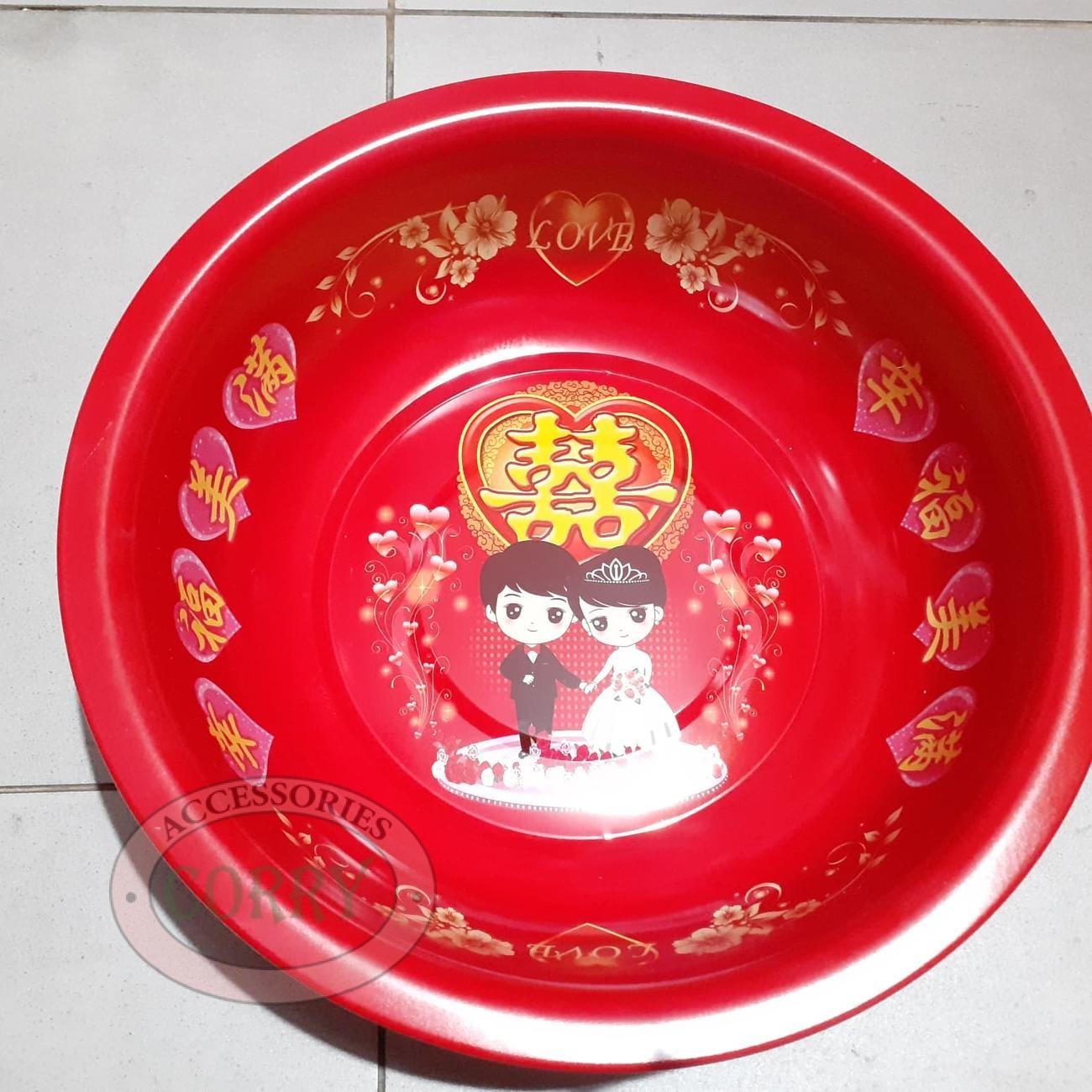 Nampan Baskom Sangjit 38 Cm Merah Perkawinan Lamaran Antaran Buah - Main view