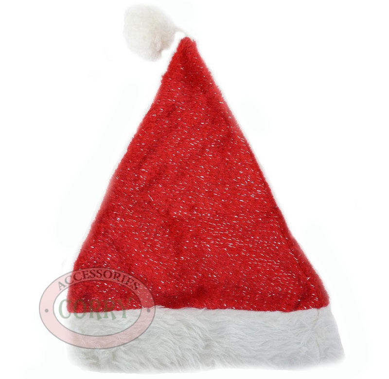 Topi Santa Natal Christmas Bulu Mengkilap Dewasa - Main view