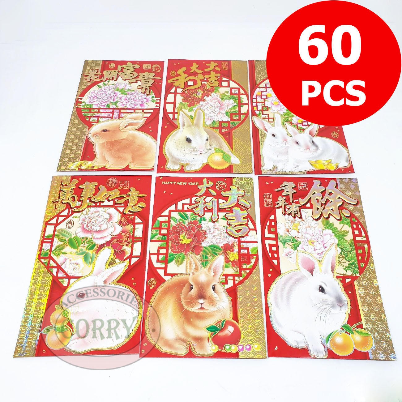 Angpao Besar Kelinci Merah 60 PC Murah 16 Cm Bulk Grosir Banyak Imlek Sincia Angpau Hongpao - Main view