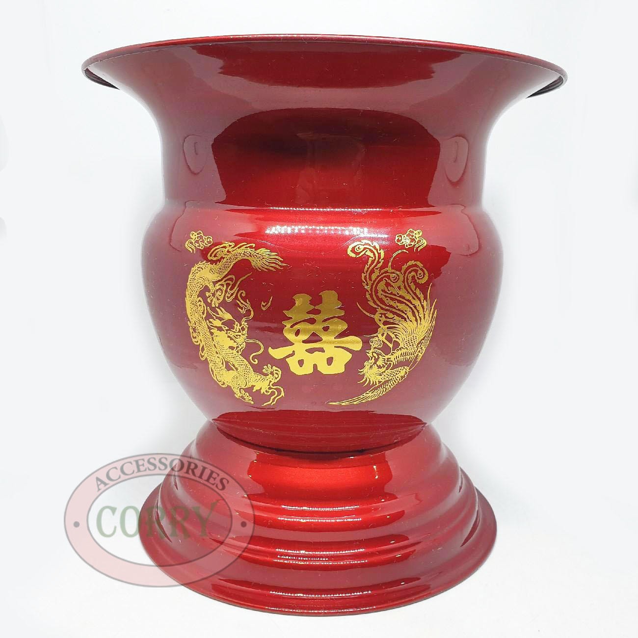 Pot Shuang Xi Merah Burung Bunga Logam Besi Pipis Kencing Pispot - Main view