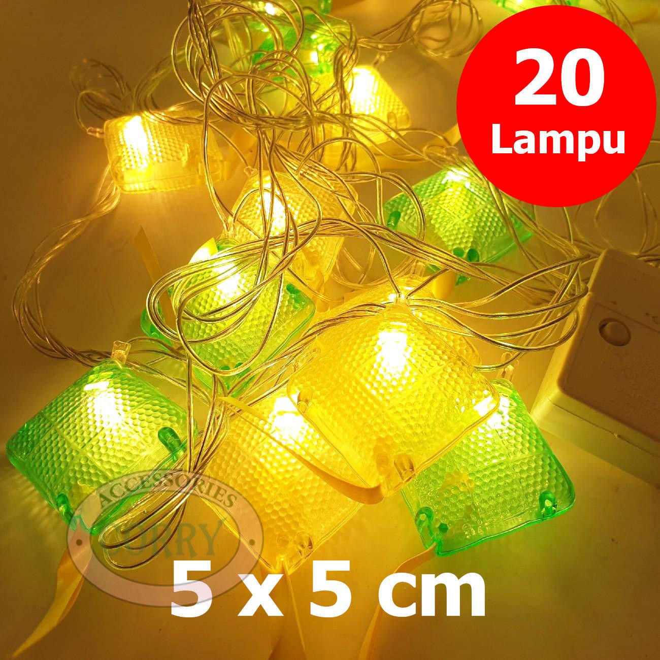 Lampu Ketupat Gantung 20 LED Kuning Hijau 4 Cm Lebaran Idul Fitri - Main view