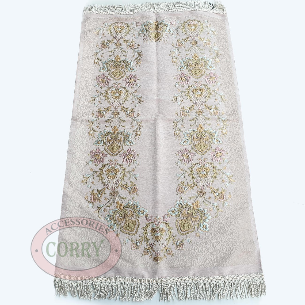 Sajadah Turki Premium Pink Doff Bunga Daun Ranting 120 X 70 Cm Tebal Lapis Bordir Rug Pray Turky - Main view