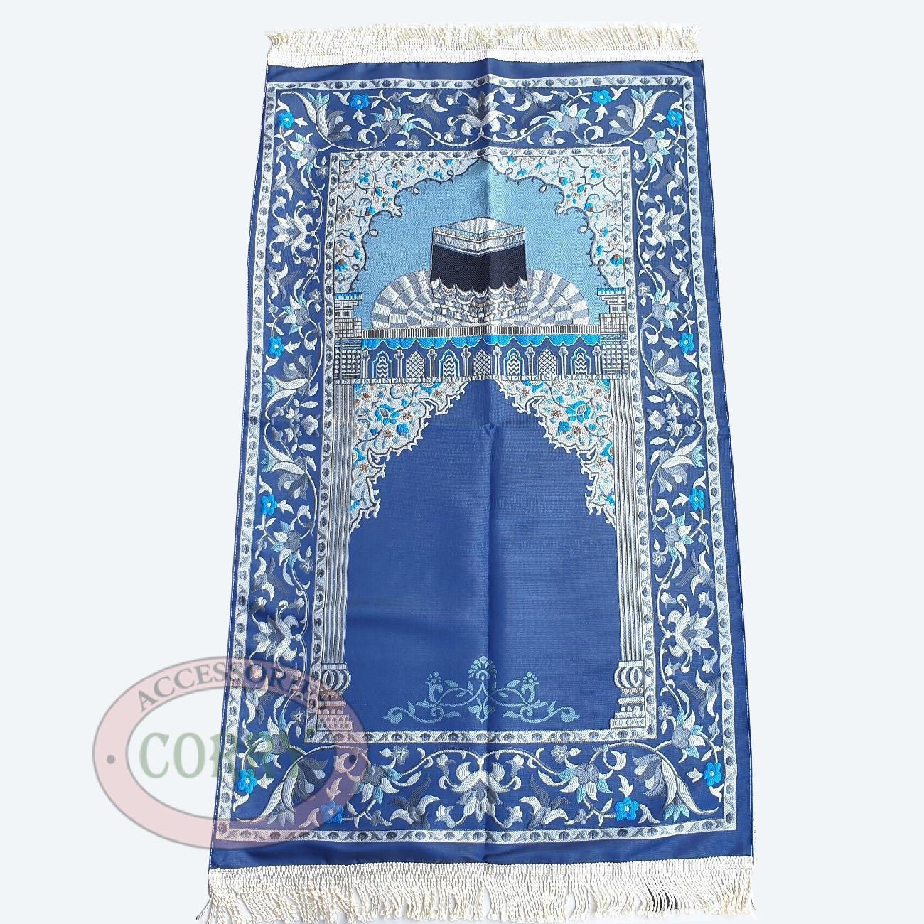 Sajadah Turki Premium Kabah Biru Hitam Bunga 120 X 70 Cm Laki Lapis Bordir Rug Pray Turky - Main view