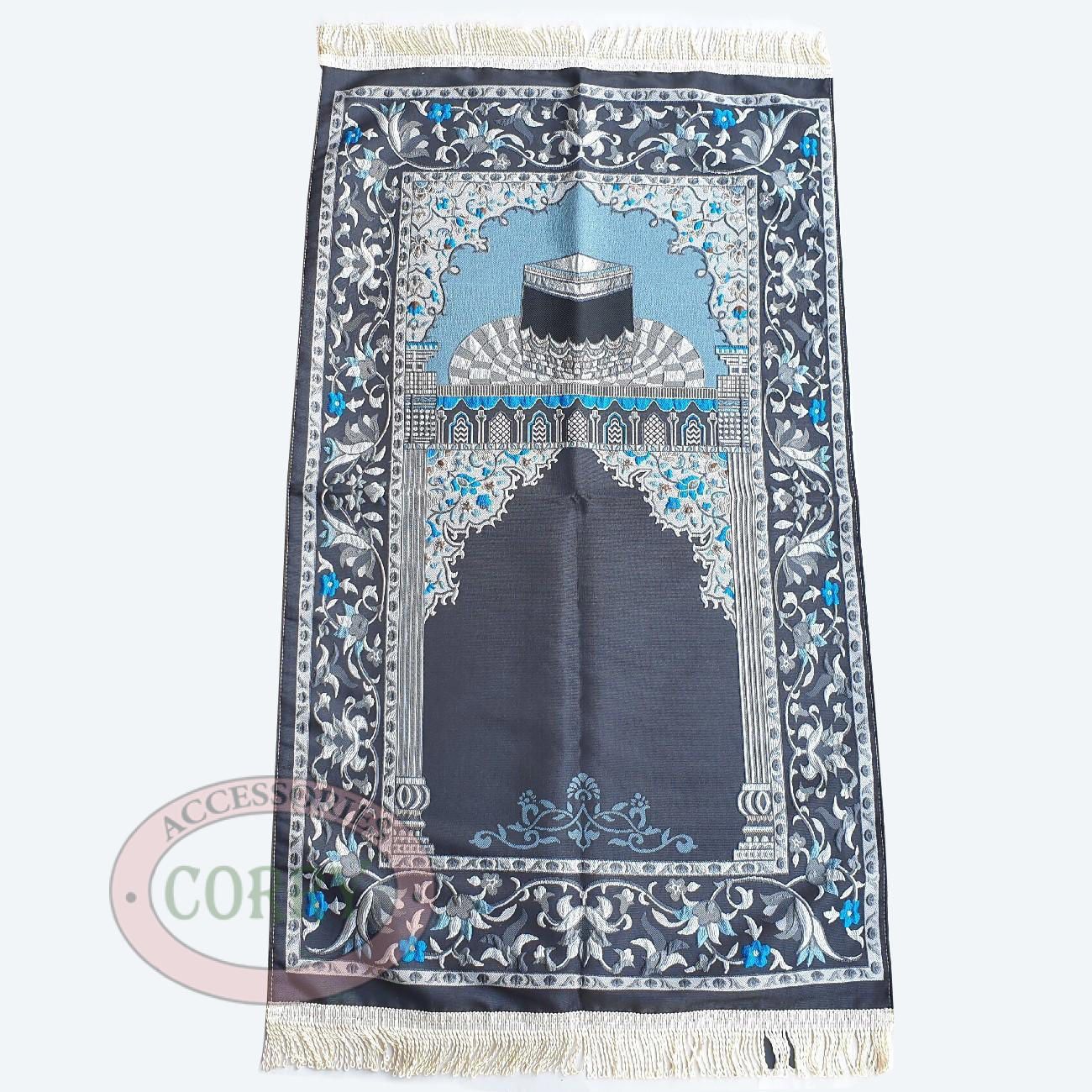 Sajadah Turki Premium Kabah Hitam Bunga 120 X 70 Cm Laki Lapis Bordir Rug Pray Turky - Main view