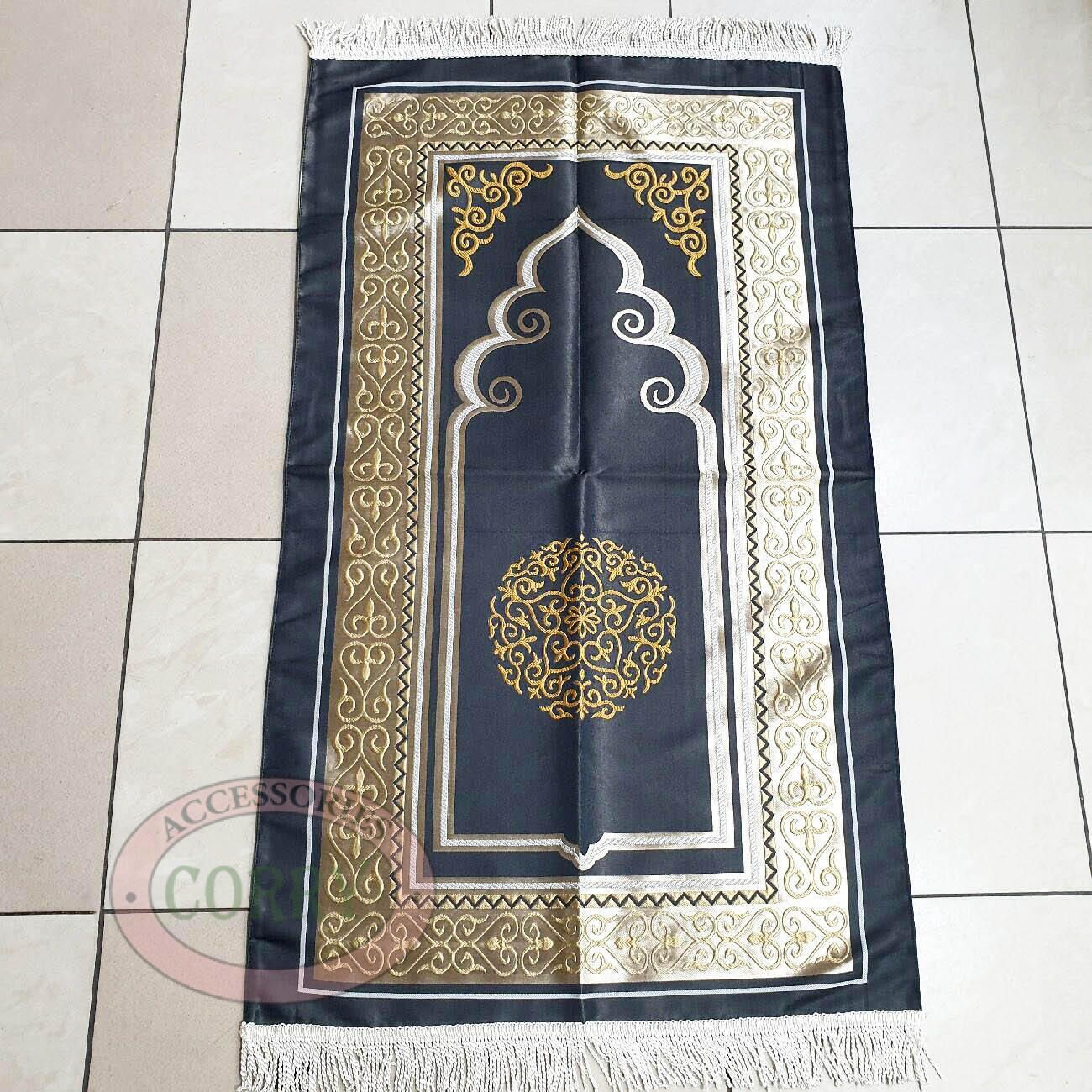 Sajadah Turki Gerbang Batik Bulat Emas Hitam Abu 120 X 70 Cm Lapis Bordir Rug Pray Turky - Main view