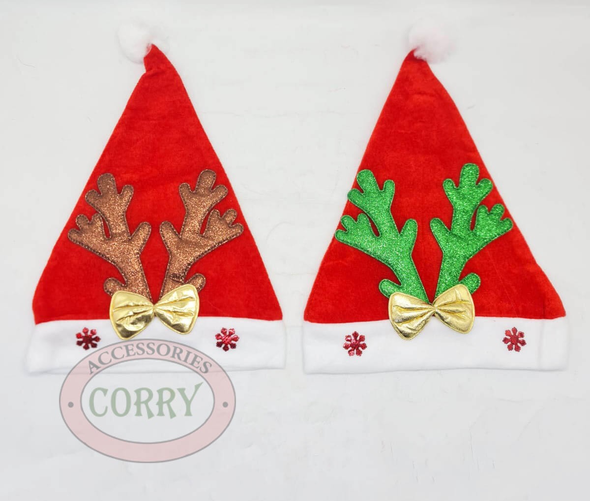 Topi Santa Natal Dewasa Tanduk Deer Hijau Coklat Emas Claus Christmas Murah - Main view