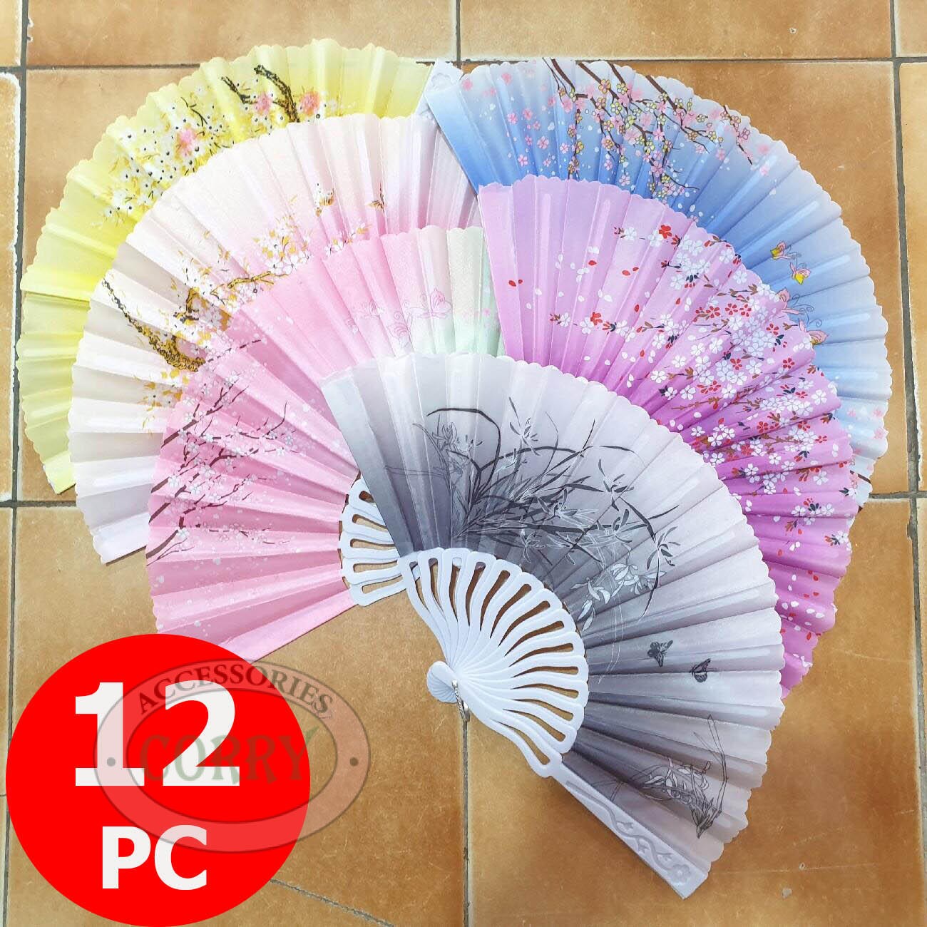 Kipas Bunga Kupu 23 Cm 12 Pc Grosir Hampers Parcel Dekorasi Kado Imlek Lebaran - Main view