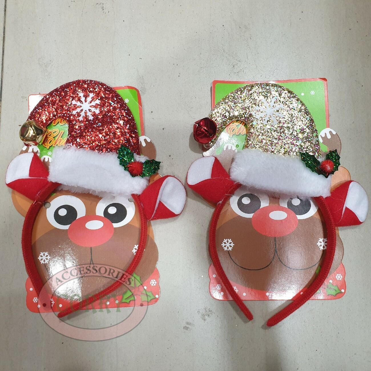 Bando Tanduk Rusa Natal Christmas Merah Hijau Lucu Dewasa Anak - Main view