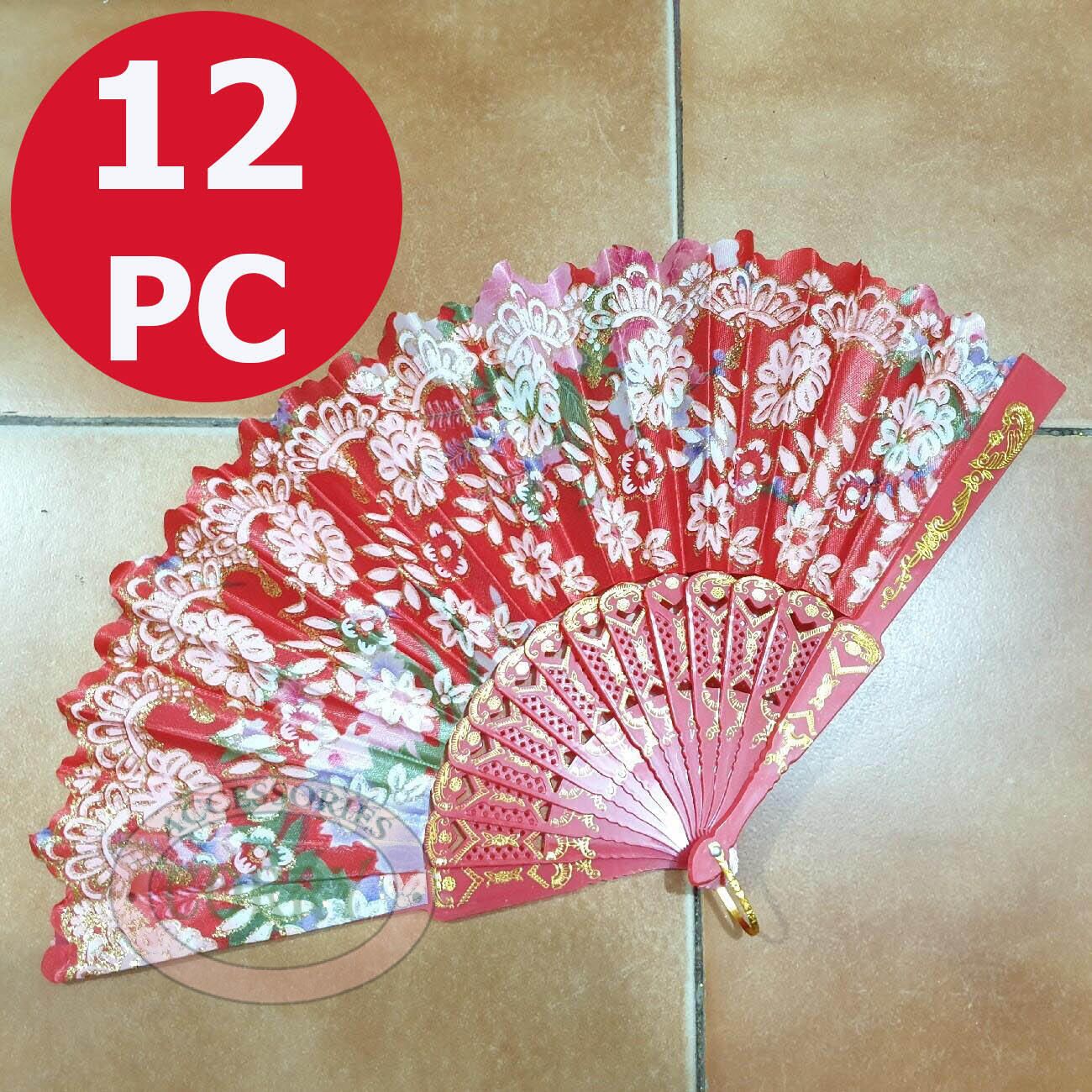 Kipas Bunga Glitter Kilap 23 Cm 12 Pc Grosir Hampers Parcel Dekorasi Kado Imlek Lebaran - Main view
