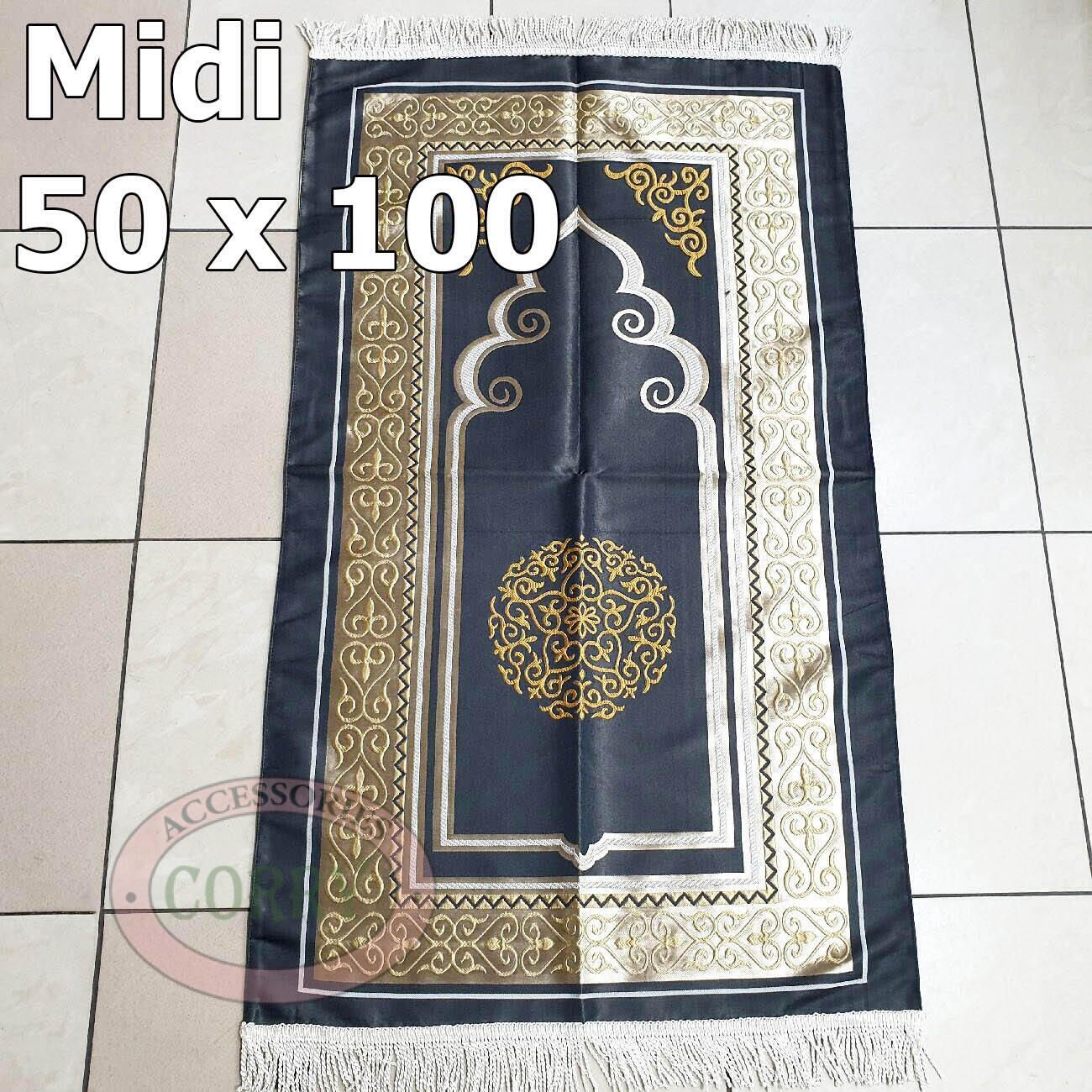 Sajadah Midi Premium Gerbang Gold Emas Biru Muda Hitam 100 X 50 Cm Mekah Turki - Main view
