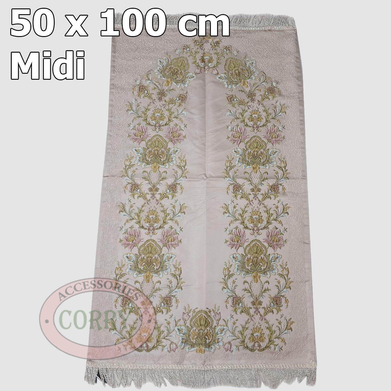 Sajadah Midi Premium Bunga Keriting Pink Glossy 100 X 50 Cm Turki Turky - Main view