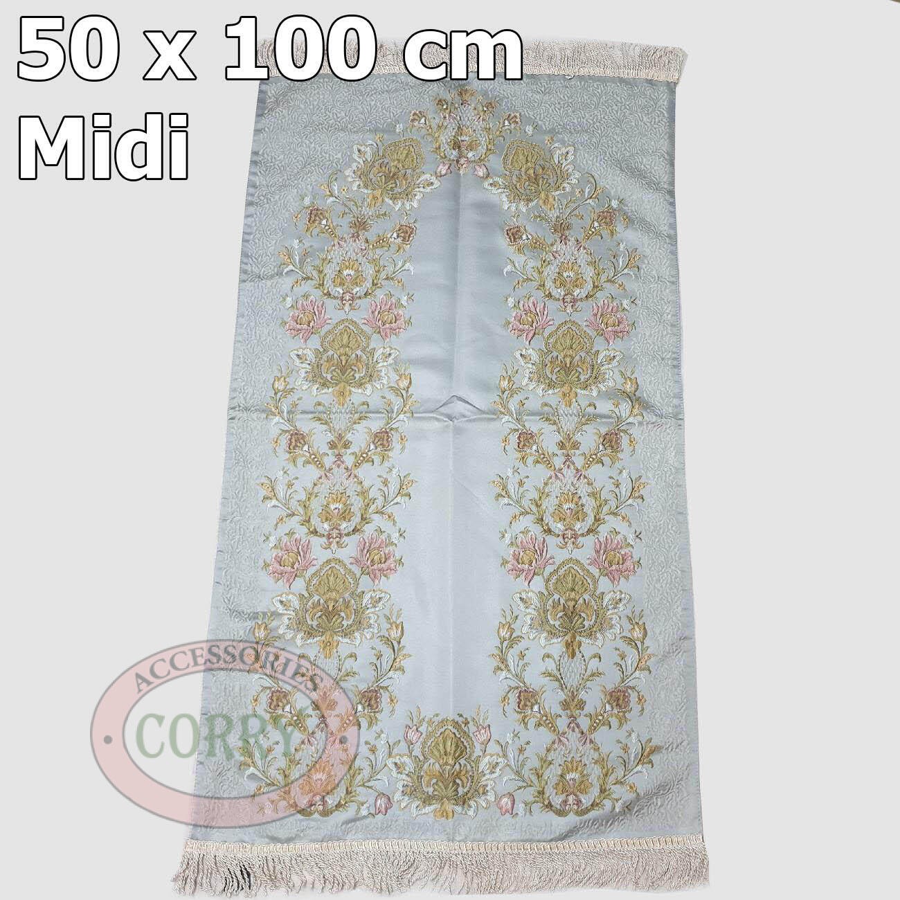 Sajadah Midi Premium Bunga Keriting Biru Muda Glossy 100 X 50 Cm Turki Turky - Main view