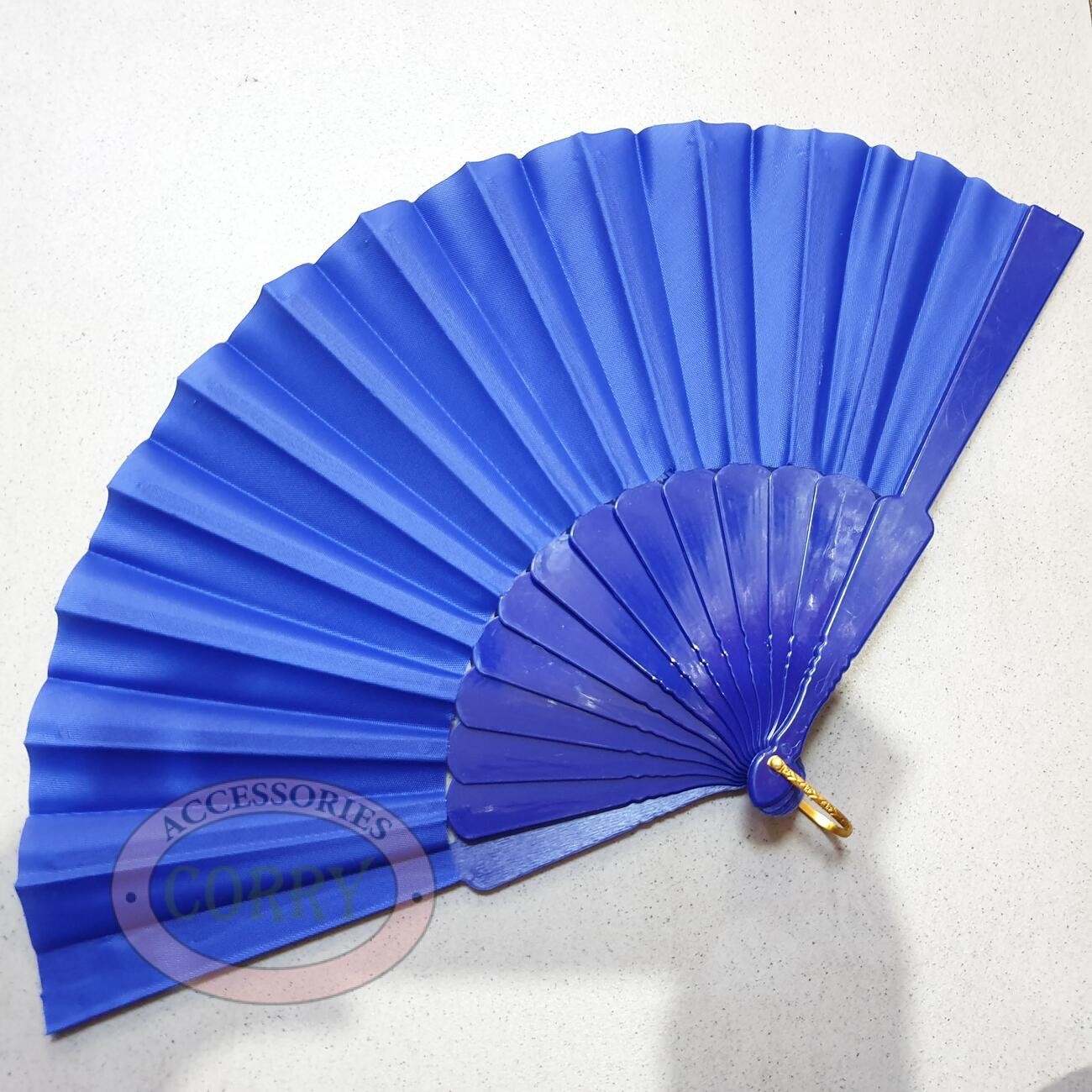 Kipas Biru Tua Dekorasi Polos 23 Cm Hampers Parcel Dekorasi Kado Imlek Lebaran - Main view