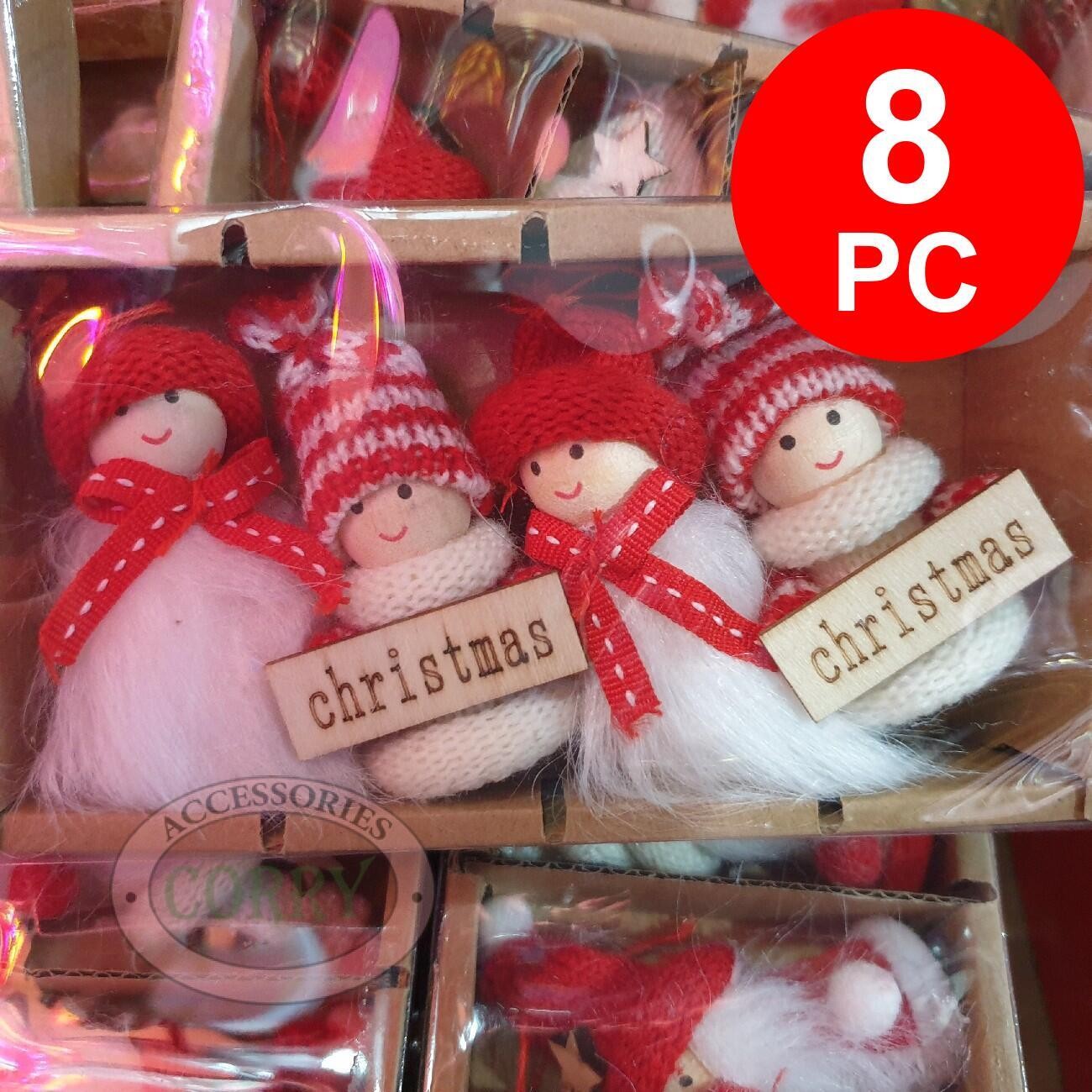 Gantungan Santa Pohon Natal 7 Cm 8 Pc Jenggot Putih Merah Christmas - Main view