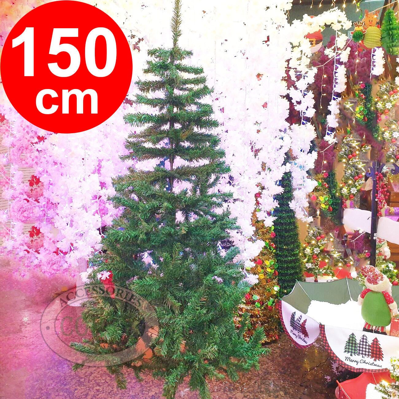 Pohon Natal 150 Cm Daun Hijau 5 Feet 1.5m Meter Dekorasi Christmas Termurah - Main view