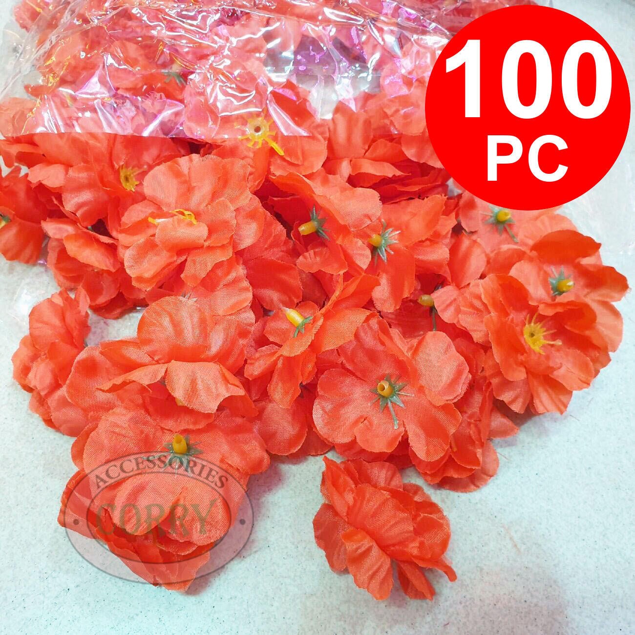 Bunga Meihwa Sakura Merah 100 Pc Mahkota Dekorasi Kuntum Copotan Grosir - Main view